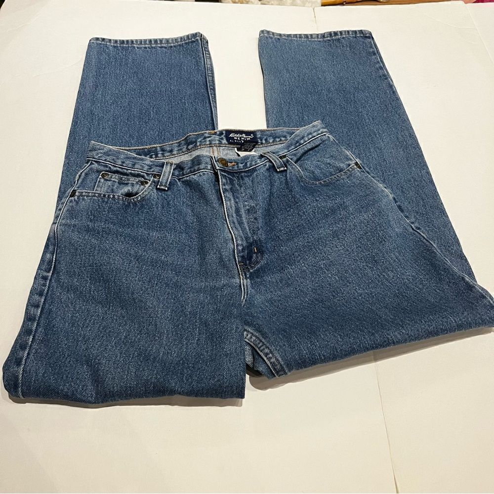 Eddie Bauer Women's Faded Blue Jeans 100% Cotton Size 10